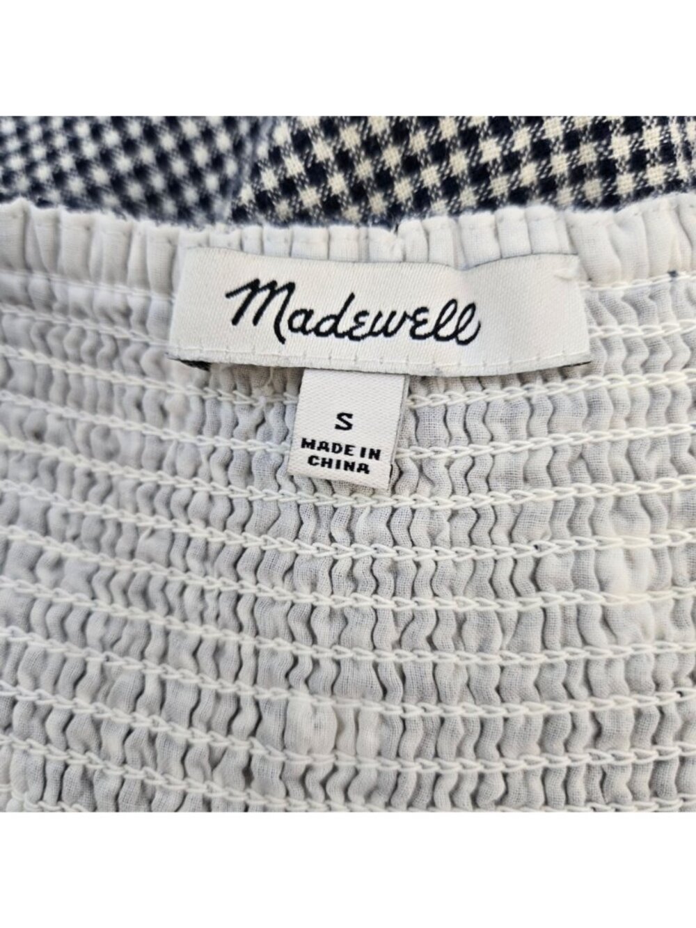 Madewell Linen Blend Embroidered Tiered Midi Dress in Gingham Check Size Small - Picture 3 of 7